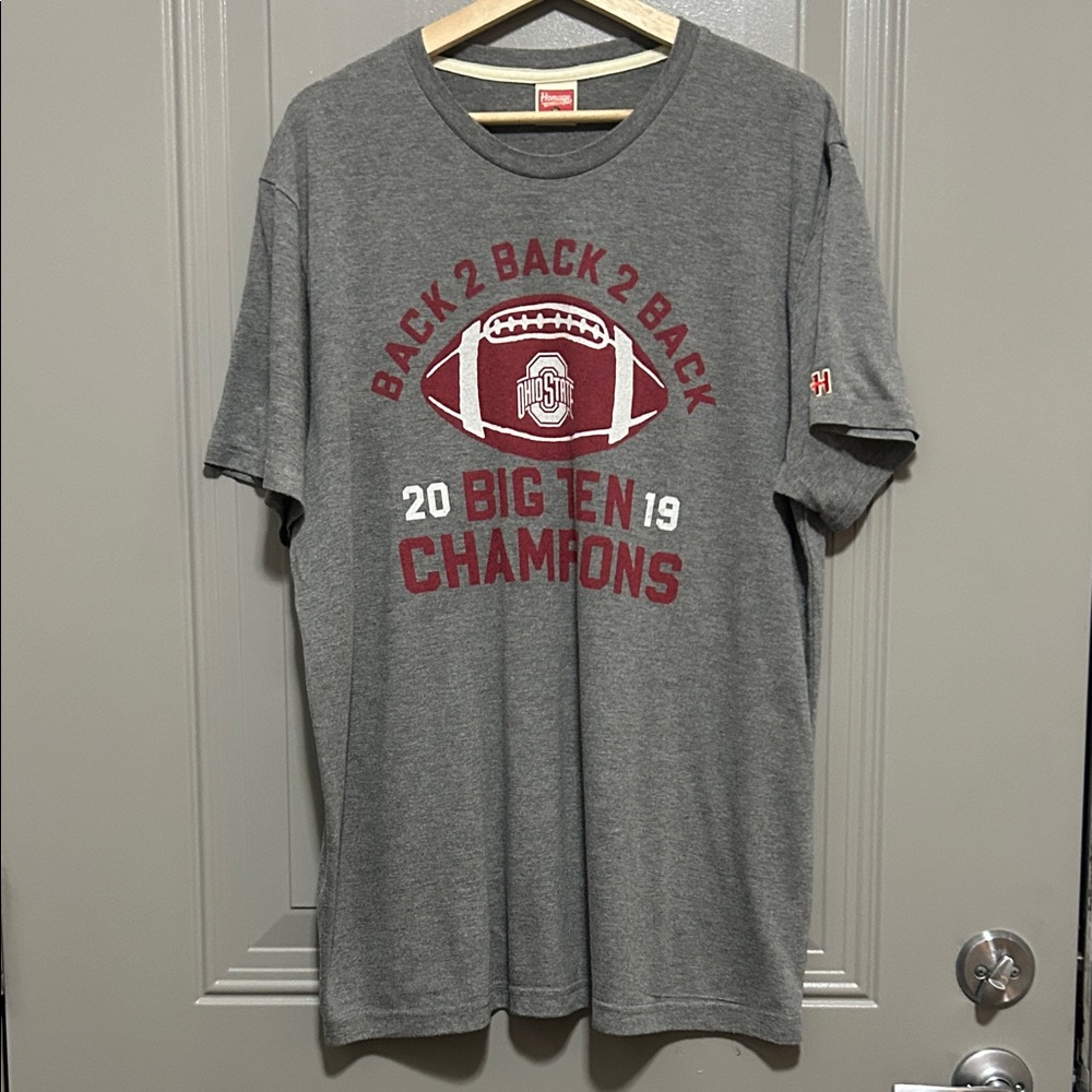 Homage Ohio State 3-Peat Big Ten Champions T-Shirt - Heather Gray